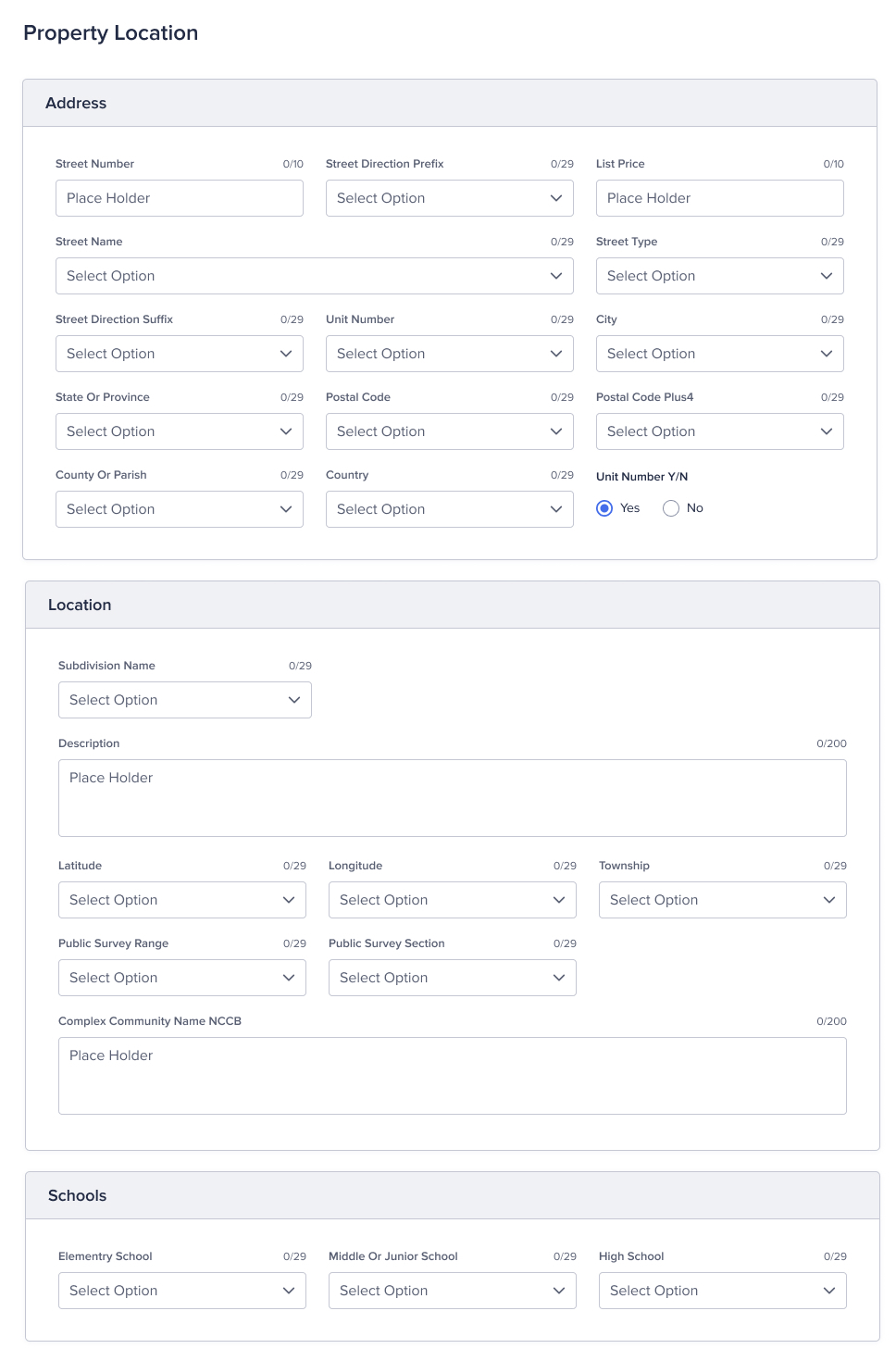Form field grouping with card layout